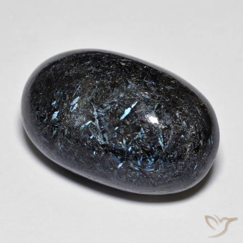 28.08ct طبيعي أسود مع بريق أزرق النوم ميت, بيضوي, غير شفاف