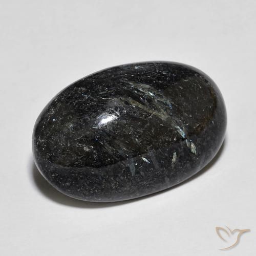 13.93ct طبيعي أسود مع بريق أزرق النوم ميت, بيضوي, غير شفاف
