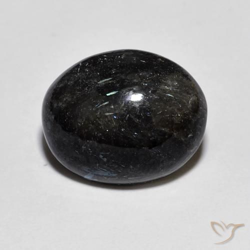 8.00ct طبيعي أسود مع بريق أزرق النوم ميت, بيضوي, غير شفاف