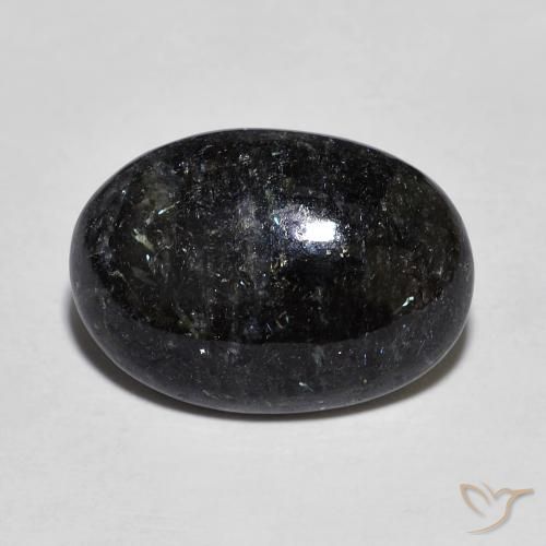 9.38ct طبيعي أسود مع بريق أزرق النوم ميت, بيضوي, غير شفاف