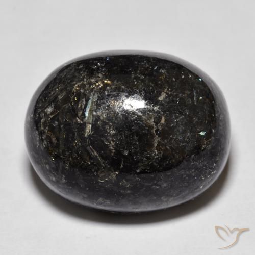 27.76ct طبيعي أسود مع بريق أزرق النوم ميت, بيضوي, غير شفاف
