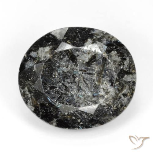 15.51ct طبيعي أسود مع بريق أزرق النوم ميت, بيضوي, غير شفاف