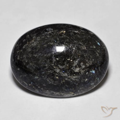 19.33ct طبيعي أسود مع بريق أزرق النوم ميت, بيضوي, غير شفاف