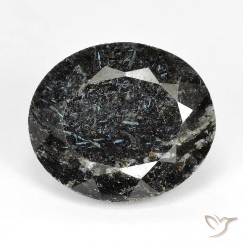 16.58ct طبيعي أسود مع بريق أزرق النوم ميت, بيضوي, غير شفاف