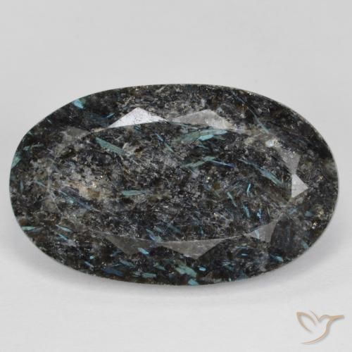 18.82ct طبيعي أسود مع بريق أزرق نوميت, بيضوي, غير شفاف