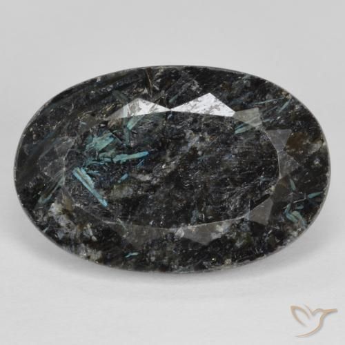 14.70ct طبيعي أسود مع بريق أزرق نوميت, بيضوي, غير شفاف