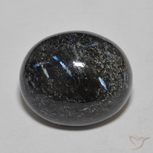 9.84ct طبيعي أسود مع بريق أزرق نوميت, بيضوي, غير شفاف