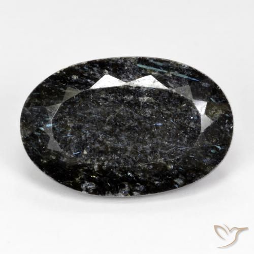 17.12ct طبيعي أسود مع بريق أزرق النوم ميت, بيضوي, غير شفاف