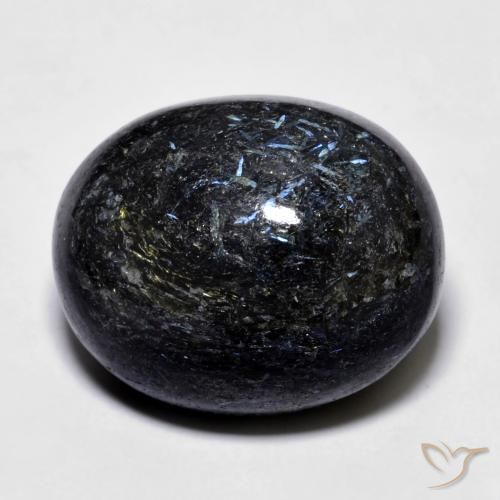 24.73ct طبيعي أسود مع بريق أزرق النوم ميت, بيضوي, غير شفاف