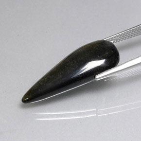 سبج أو أوبسيديان أسود ذو لمعان ذهبى طبيعي، شكل الكمثرى، 11.16 قيراط، غير شفاف