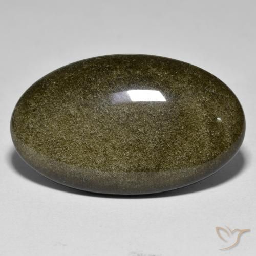 27.99ct طبيعي أسود مع لمعان ذهبي سبج أو أوبسيديان, بيضوي, غير شفاف