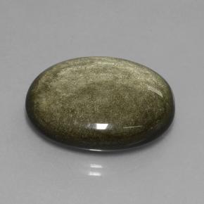 سبج أو أوبسيديان لمعان ذهبى أسود طبيعي، قصة بيضاوى، 31.40 قيراط، غير شفاف