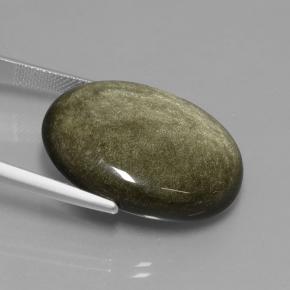 سبج أو أوبسيديان لمعان ذهبى أسود طبيعي، قصة بيضاوى، 31.40 قيراط، غير شفاف