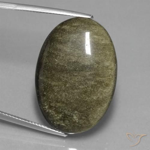 26.52ct طبيعي أسود مع لمعان ذهبي سبج أو أوبسيديان, بيضوي, غير شفاف