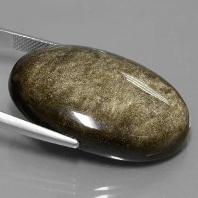 سبج أو أوبسيديان لمعان ذهبى أسود طبيعي، قصة بيضاوى، 42.84 قيراط، غير شفاف