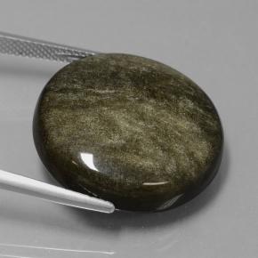 سبج أو أوبسيديان بنى مسود فاتح طبيعي، قصة دائرى، 24.98 قيراط، غير شفاف