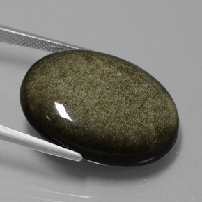 سبج أو أوبسيديان لمعان ذهبى أسود طبيعي، قصة بيضاوى، 25.43 قيراط، غير شفاف