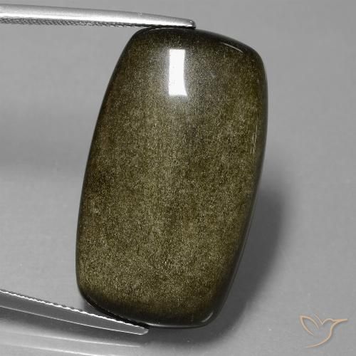 28.65ct طبيعي أسود مع لمعان ذهبي سبج أو أوبسيديان, وسادة, غير شفاف