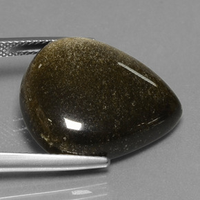 سبج أو أوبسيديان برونزى مسود طبيعي، شكل الكمثرى، 17.78 قيراط، غير شفاف