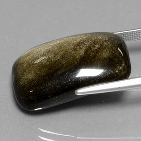 سبج أو أوبسيديان لمعان ذهبى أسود طبيعي، قطع وسادة، 17.14 قيراط، غير شفاف