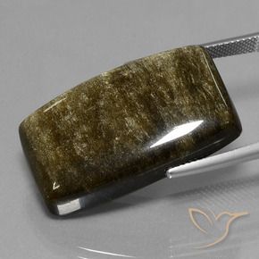 سبج أو أوبسيديان أسود بنى طبيعي، وسادة، 34.97 قيراط، غير شفاف