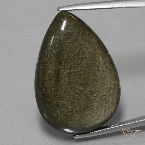 24.86ct طبيعي بنى مسود فاتح سبج أو أوبسيديان, شكل الكمثرى, غير شفاف