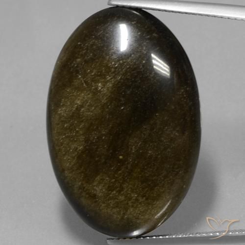 30.50ct طبيعي أسود بنى سبج أو أوبسيديان, بيضوي, غير شفاف