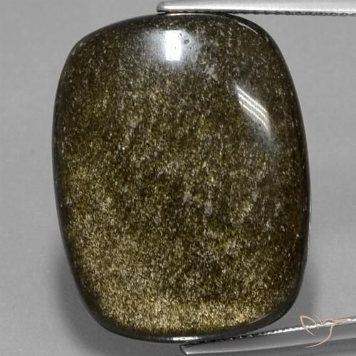 30.10ct طبيعي أسود مع لمعان ذهبي سبج أو أوبسيديان, وسادة, غير شفاف