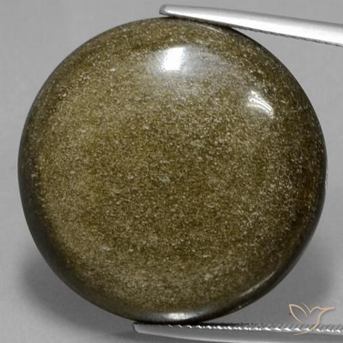 سبج أو أوبسيديان أسود مع لمعان ذهبي طبيعي، قصة دائرى، 32.24 قيراط، غير شفاف