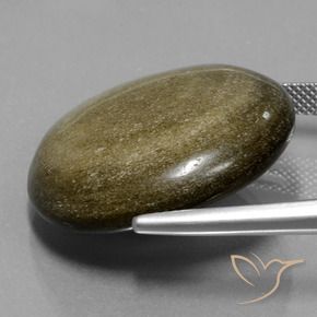 سبج أو أوبسيديان أسود مع لمعان ذهبي طبيعي، قصة دائرى، 32.24 قيراط، غير شفاف