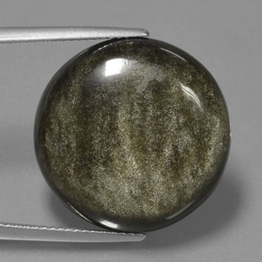 سبج أو أوبسيديان لمعان ذهبى أسود طبيعي، قصة دائرى، 20.62 قيراط، غير شفاف