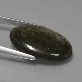 سبج أو أوبسيديان لمعان ذهبى أسود طبيعي، قصة بيضاوى، 16.64 قيراط، غير شفاف