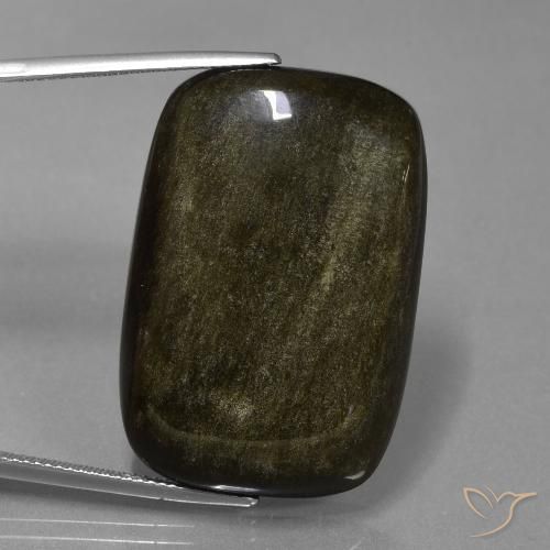 45.22ct طبيعي أسود مع لمعان ذهبي سبج أو أوبسيديان, وسادة, غير شفاف