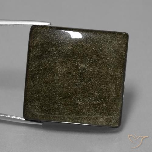 54.37ct طبيعي أسود مع برونزى سبج أو أوبسيديان, مربع, غير شفاف