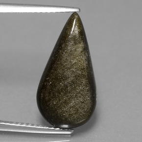 سبج أو أوبسيديان ذهب الشين طبيعي، شكل الكمثرى، 5.09 قيراط، غير شفاف