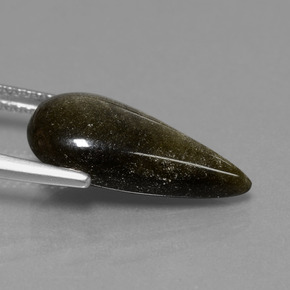 سبج أو أوبسيديان ذهب الشين طبيعي، شكل الكمثرى، 5.09 قيراط، غير شفاف
