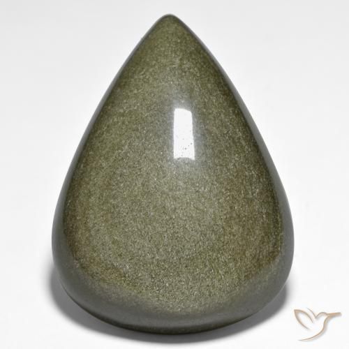 59.31ct طبيعي أسود مع لمعان ذهبي سبج أو أوبسيديان, شكل الكمثرى, غير شفاف