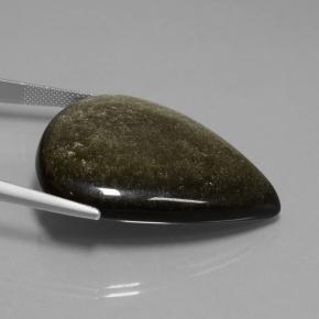 سبج أو أوبسيديان أسود ذو لمعان ذهبى طبيعي، شكل الكمثرى، 56.86 قيراط، غير شفاف