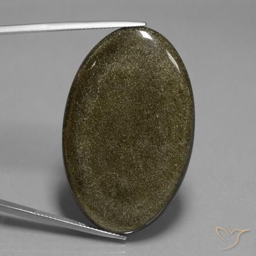 44.42ct طبيعي أسود بنى سبج أو أوبسيديان, بيضوي, غير شفاف