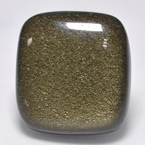 سبج أو أوبسيديان أسود مع لمعان ذهبي طبيعي، قطع وسادة، 22.65 قيراط، غير شفاف