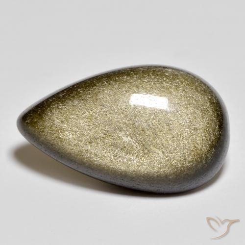 سبج أسود مع لمعان ذهبي طبيعي، شكل الكمثرى، 13.44 قيراط، غير شفاف