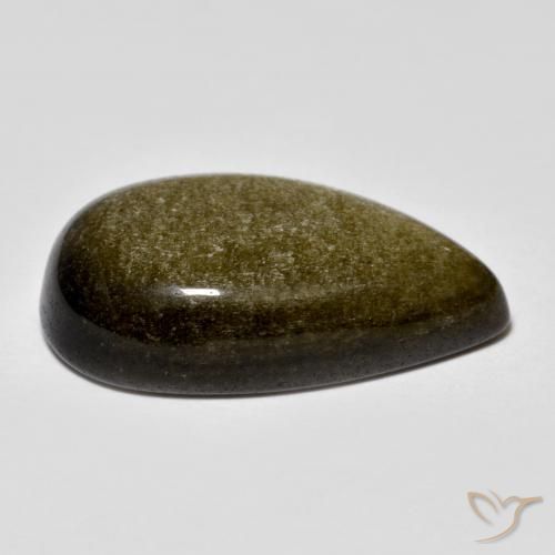 سبج أسود مع لمعان ذهبي طبيعي، شكل الكمثرى، 13.44 قيراط، غير شفاف