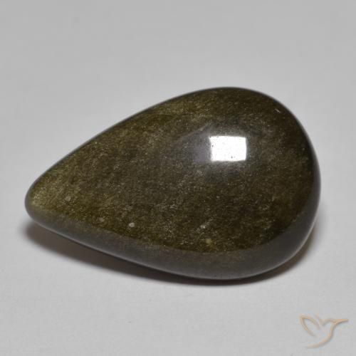 10.44ct طبيعي أسود مع لمعان ذهبي سبج أو أوبسيديان, شكل الكمثرى, غير شفاف