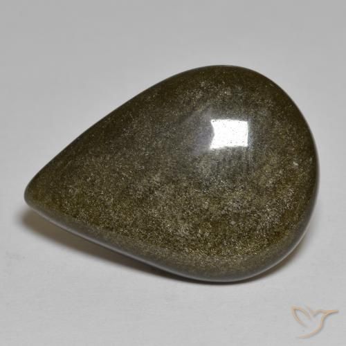 16.54ct طبيعي أسود مع برونزى سبج أو أوبسيديان, شكل الكمثرى, غير شفاف