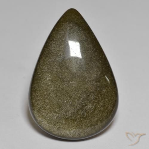 17.94ct طبيعي بنى مسود فاتح سبج أو أوبسيديان, شكل الكمثرى, غير شفاف