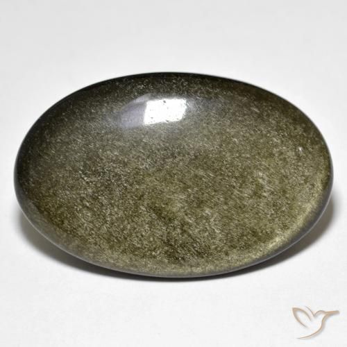26.59ct طبيعي بنى أسود سبج أو أوبسيديان, بيضوي, غير شفاف