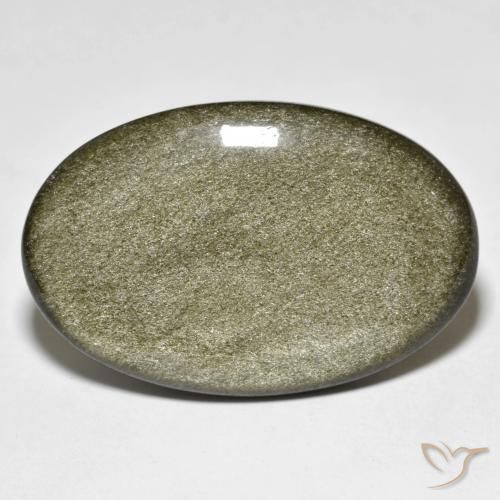 23.93ct طبيعي أسود مع لمعان ذهبي سبج أو أوبسيديان, بيضوي, غير شفاف