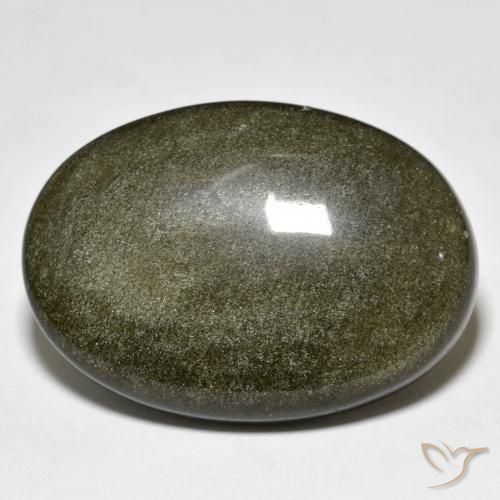 23.91ct طبيعي أسود مع لمعان ذهبي سبج أو أوبسيديان, بيضوي, غير شفاف