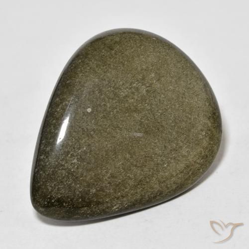 22.83ct طبيعي أسود مع لمعان ذهبي سبج أو أوبسيديان, شكل الكمثرى, غير شفاف