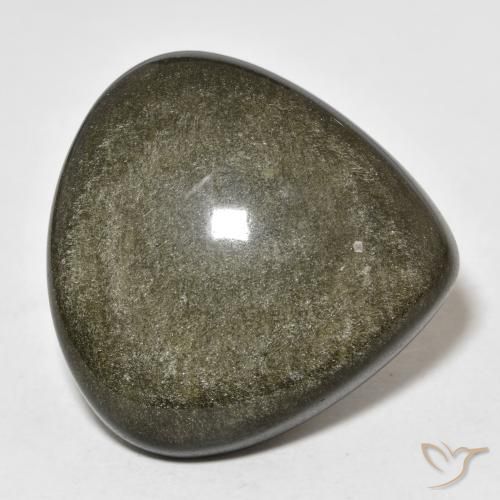 26.99ct طبيعي أسود مع لمعان ذهبي سبج أو أوبسيديان, شكل الكمثرى, غير شفاف